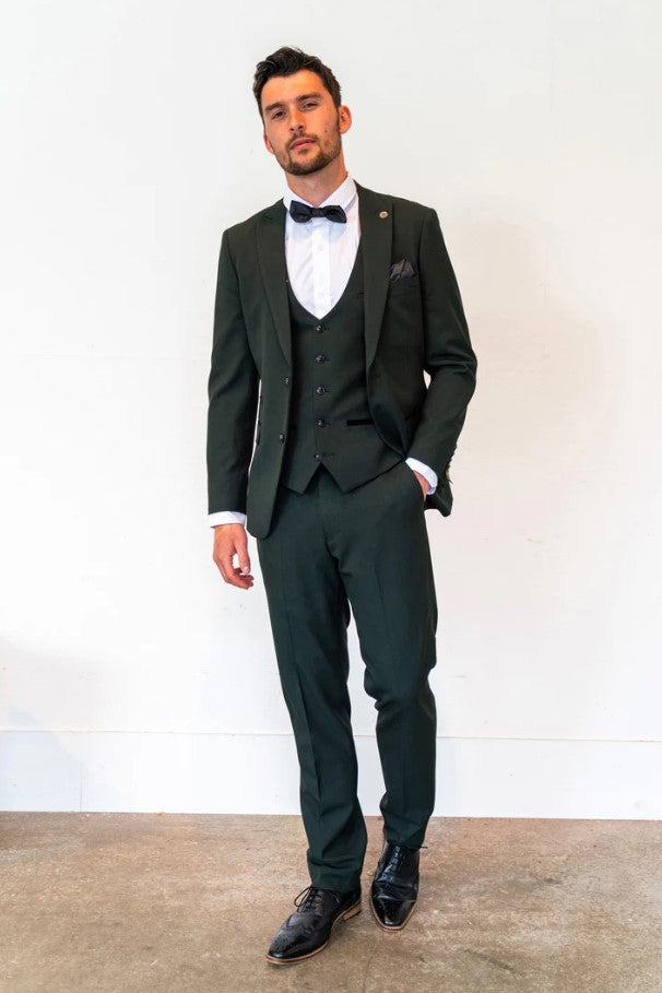 Bromley Olive Green Check Three Piece Suit