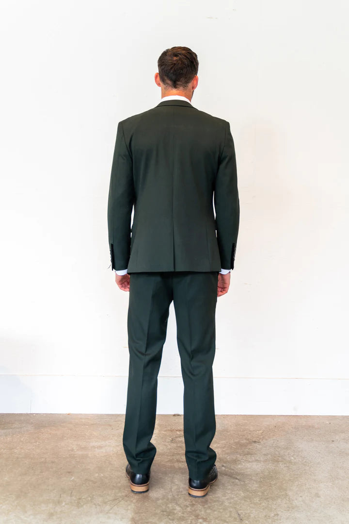 Bromley Olive Green Check Three Piece Suit