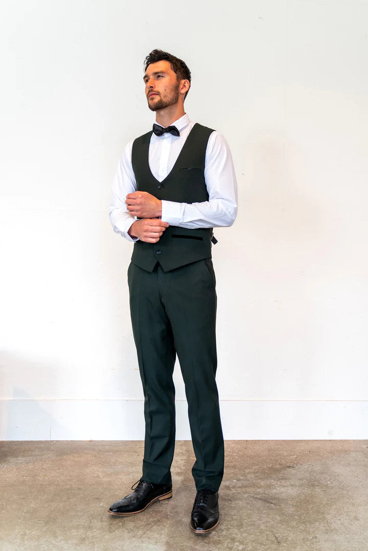 Bromley Olive Green Check Three Piece Suit