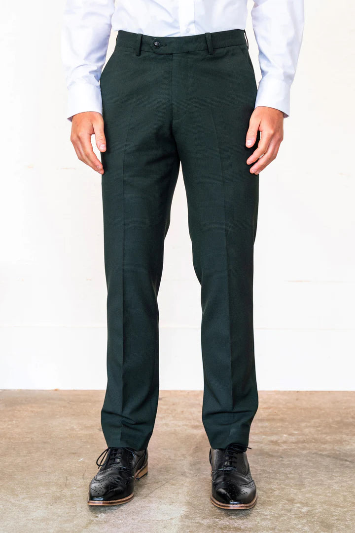 Bromley Olive Green Check Three Piece Suit