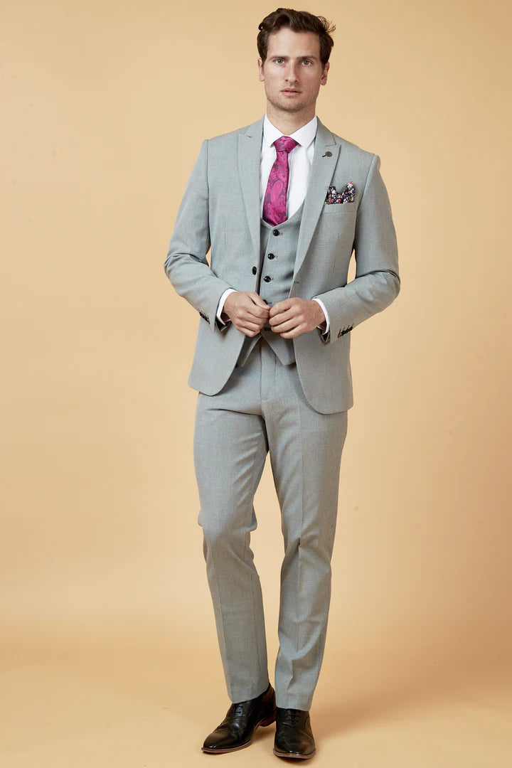 Bromley Silver Check Three Piece Suit