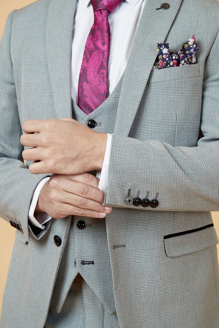 Bromley Silver Check Three Piece Suit