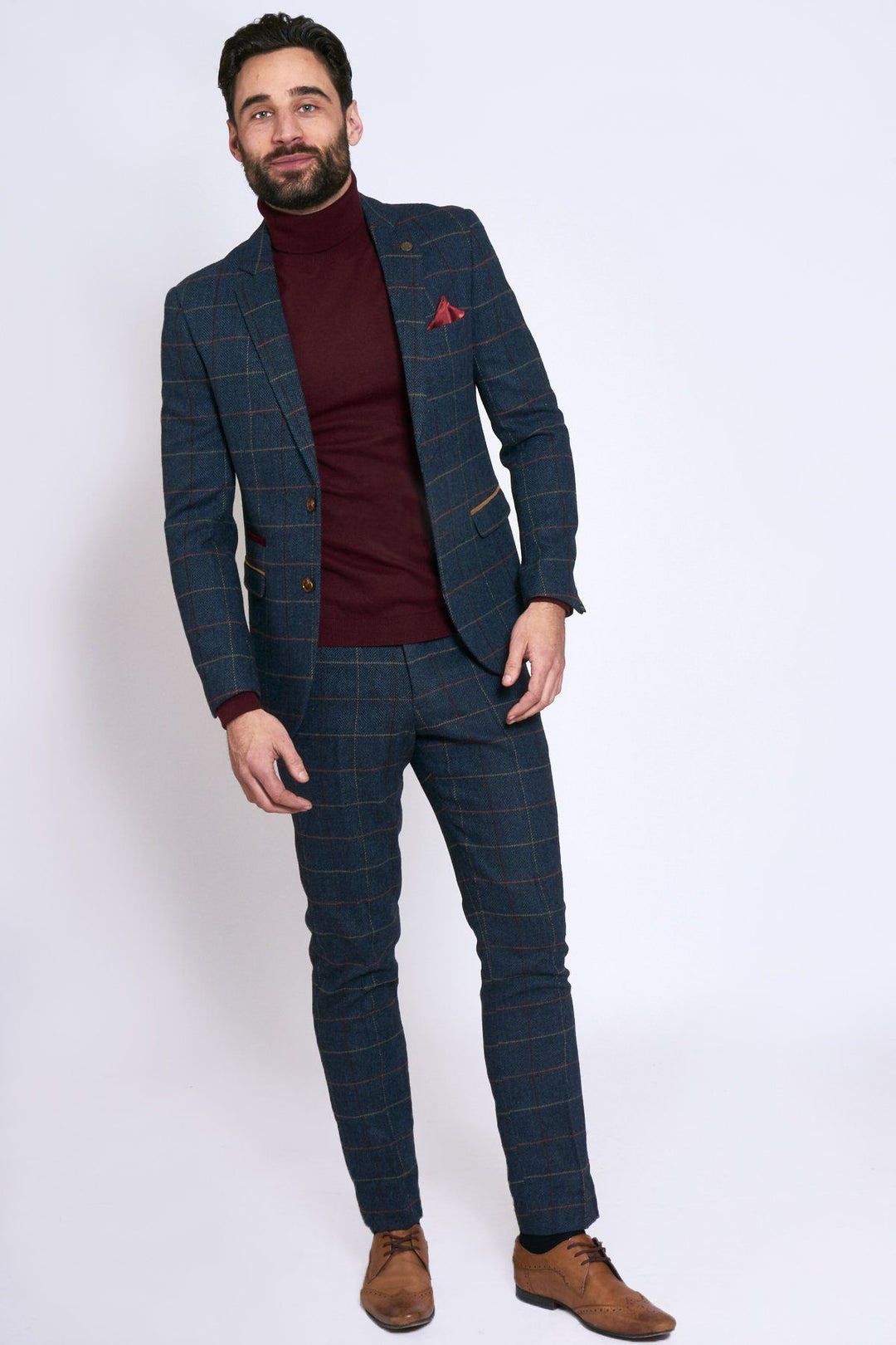 Eton Navy Check Tweed Three Piece Suit