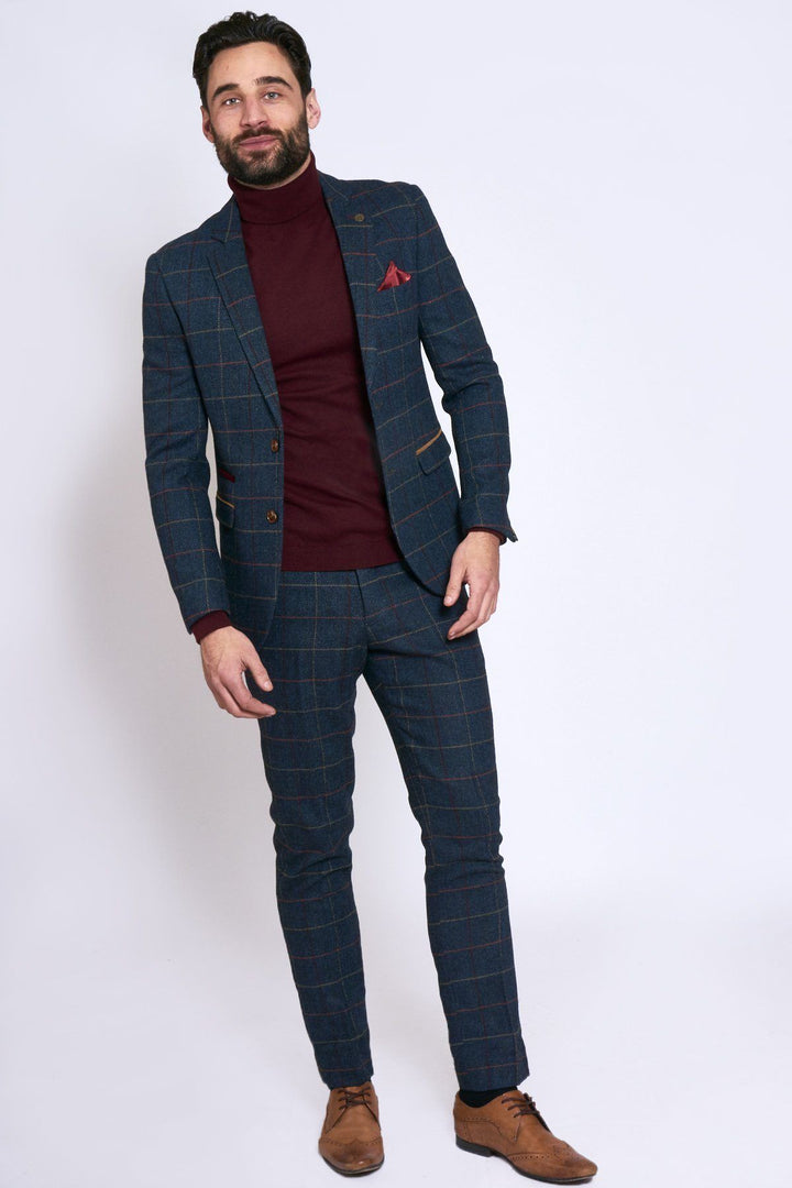 Eton Navy Check Tweed Three Piece Suit