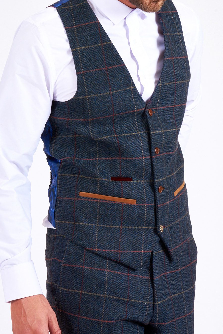 Eton Navy Check Tweed Three Piece Suit