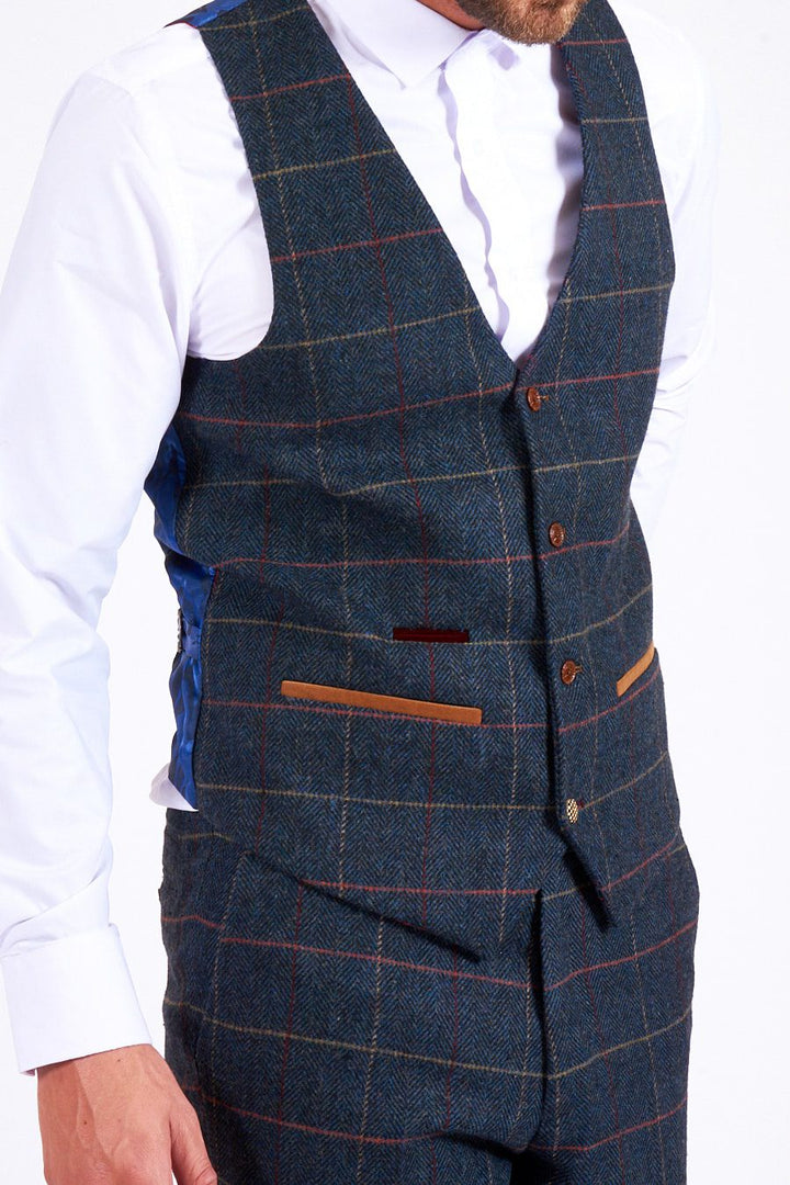 Eton Navy Check Tweed Three Piece Suit