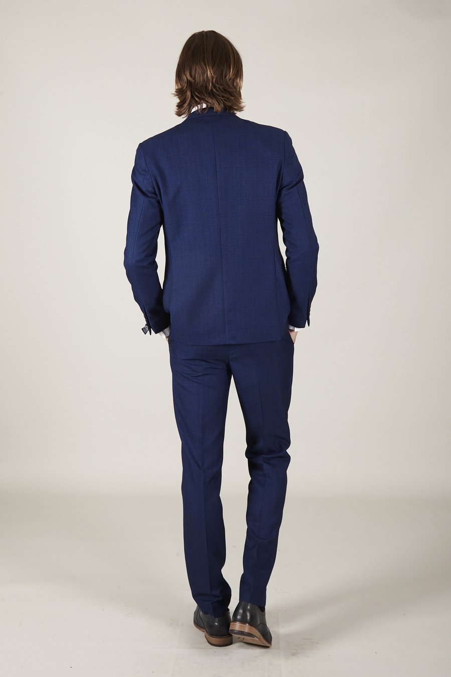 George Royal Blue Check Three Piece Suit
