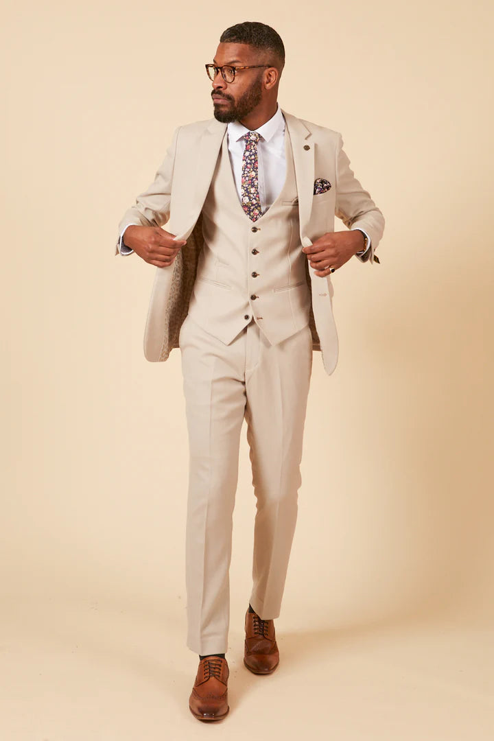 HM5 Stone Tailored Three Piece Suit