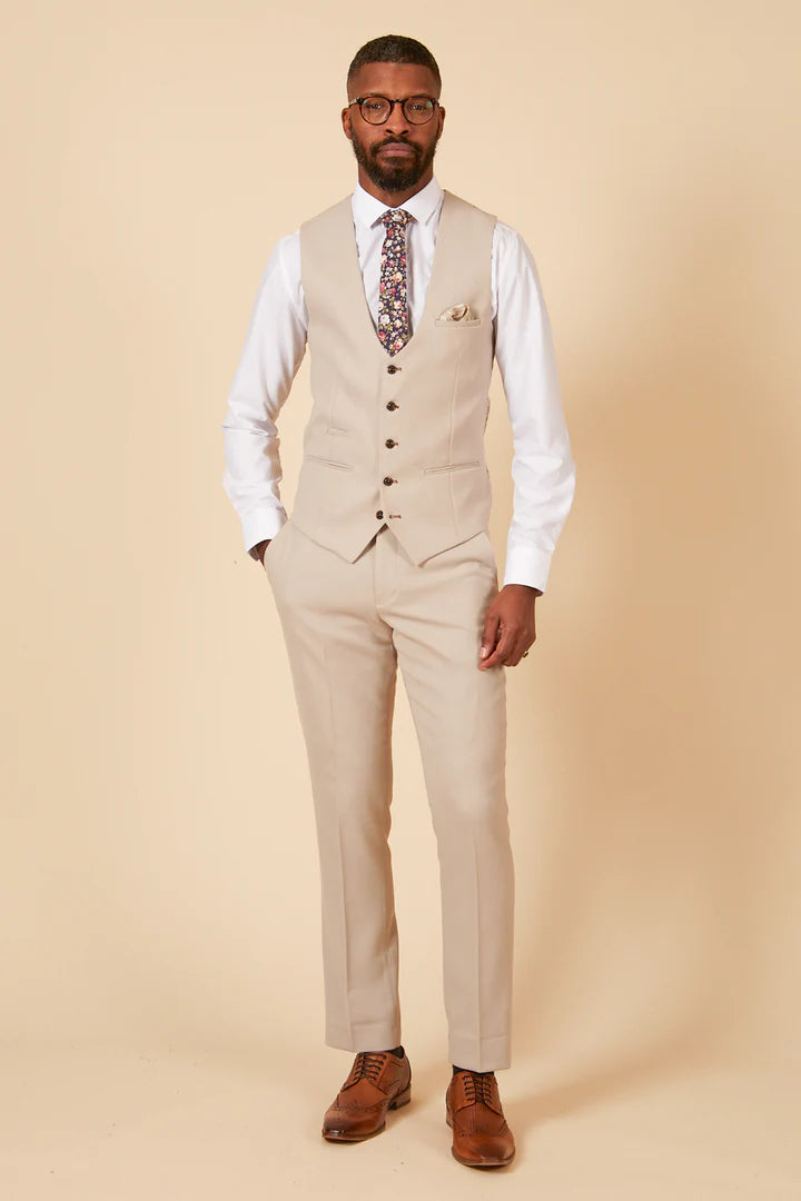 HM5 Stone Tailored Three Piece Suit