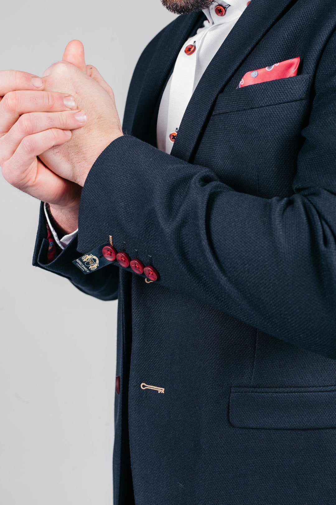 JD4 Navy Contrast Trim Three Piece Suit