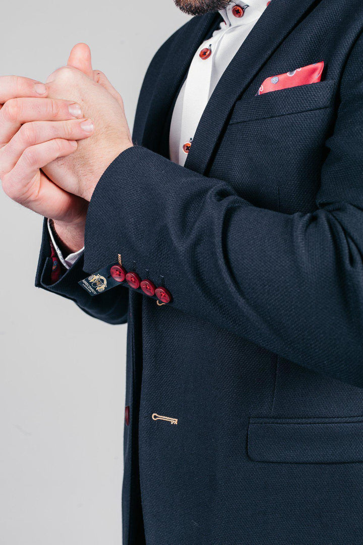 JD4 Navy Contrast Trim Three Piece Suit