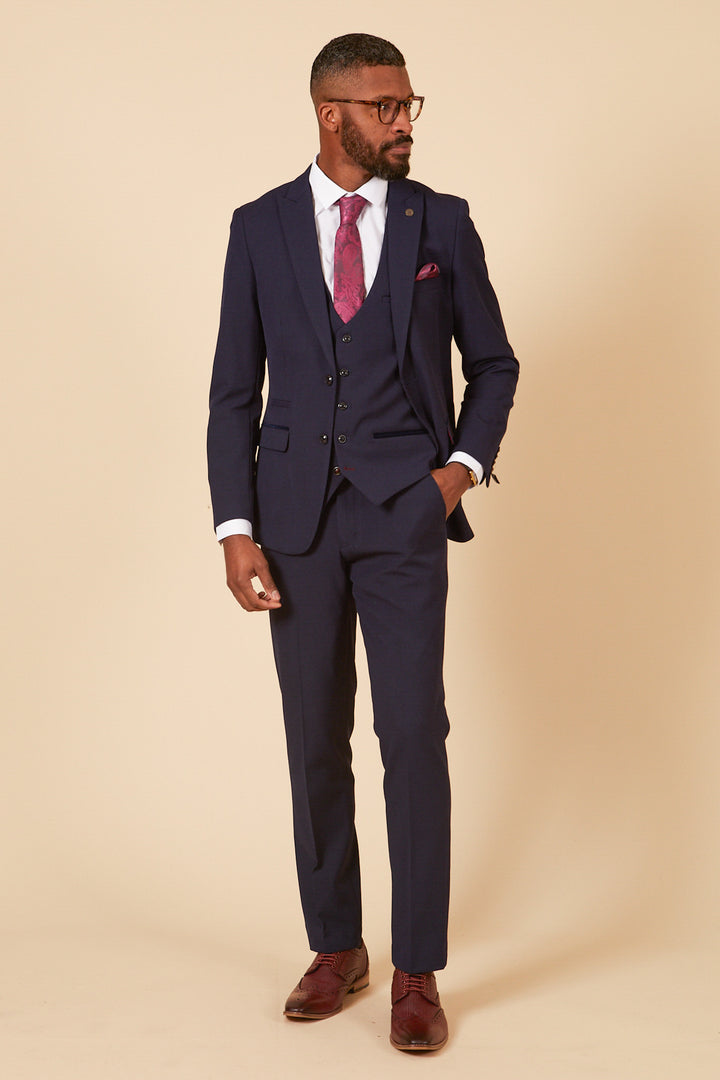 Bromley Navy Check Three Piece Suit