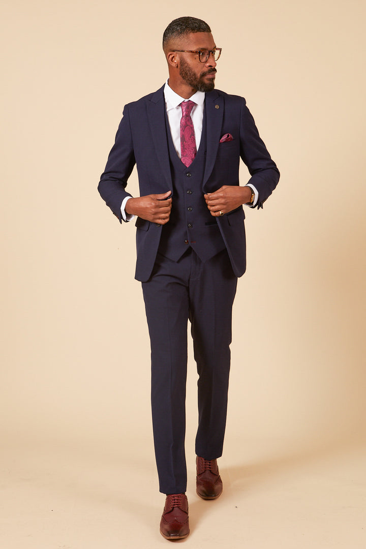 Bromley Navy Check Three Piece Suit
