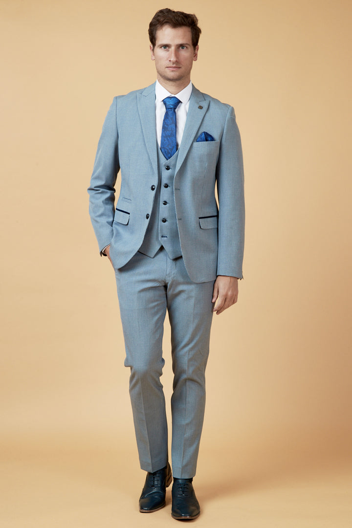 Bromley Sky Blue Check Three Piece Suit