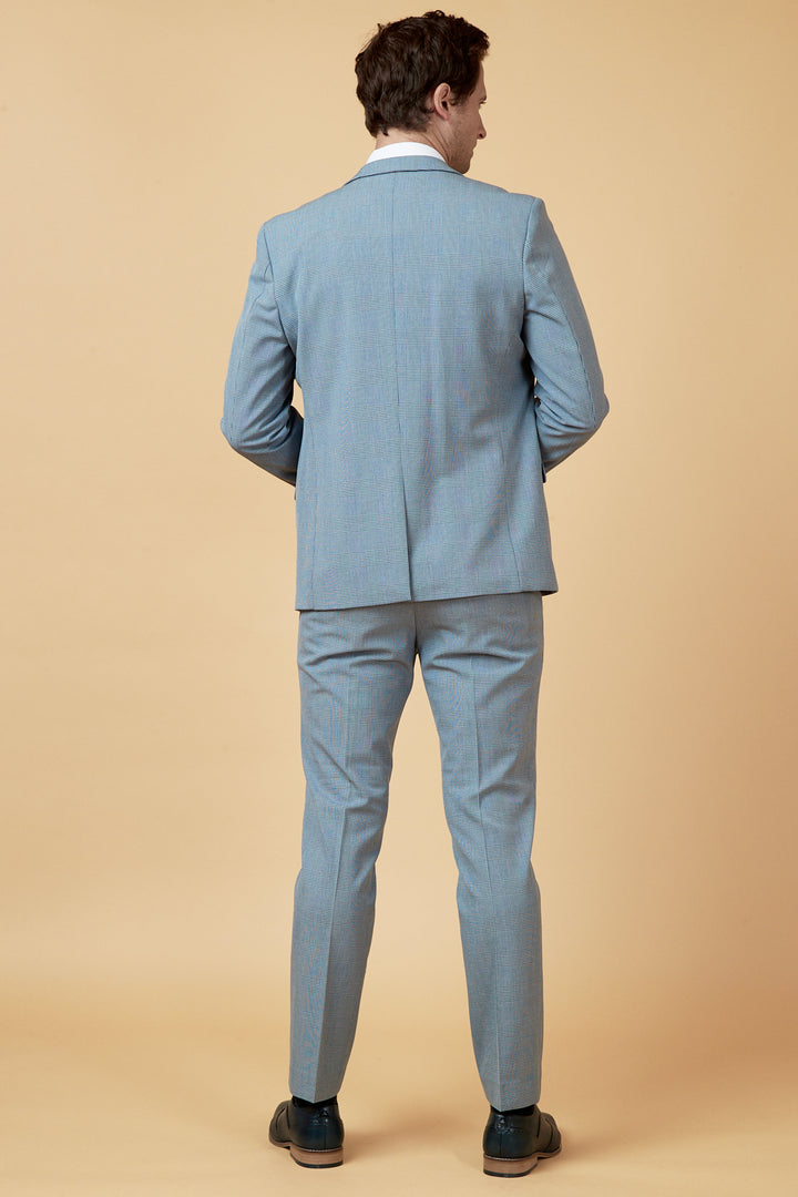 Bromley Sky Blue Check Three Piece Suit