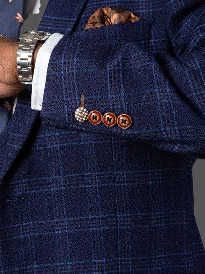 Chigwell Blue Tweed Check Three Piece Suit