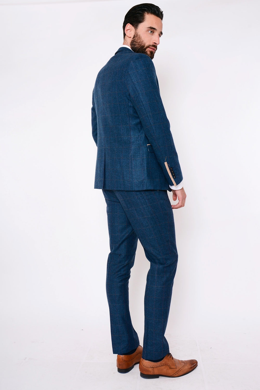 Dion Blue Tweed Check Three Piece Suit