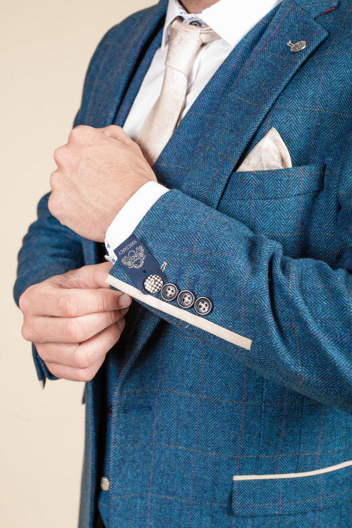 Dion Blue Tweed Check Three Piece Suit