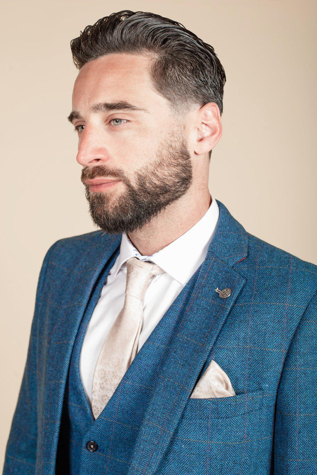 Dion Blue Tweed Check Three Piece Suit