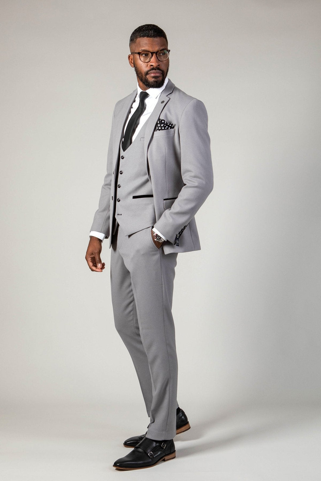 Edwin Silver Grey Notch Lapel Three Piece Suit