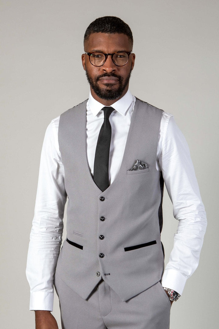 Edwin Silver Grey Notch Lapel Three Piece Suit