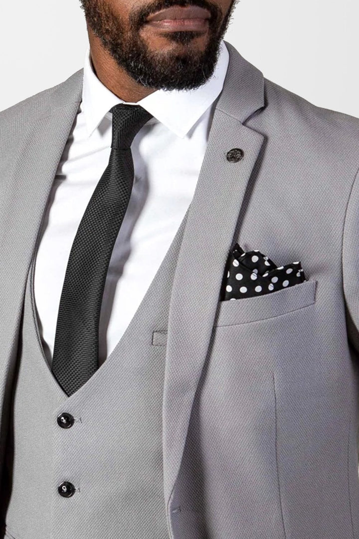 Edwin Silver Grey Notch Lapel Three Piece Suit