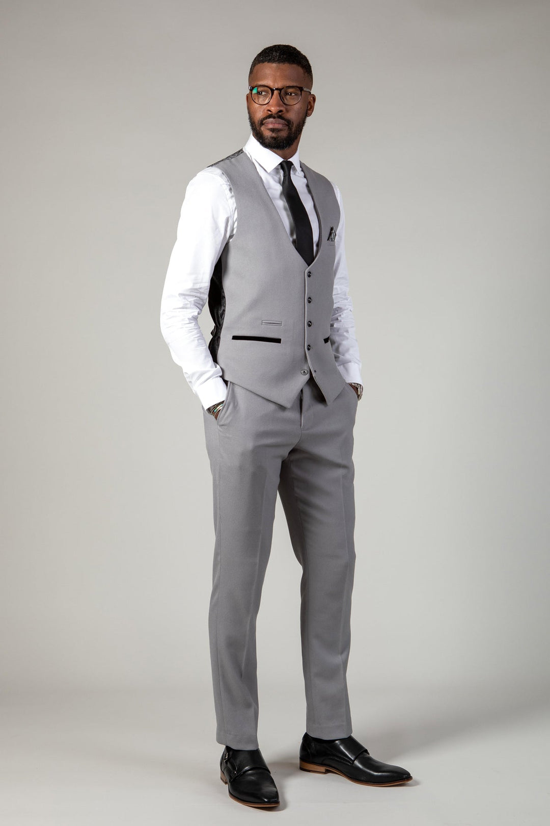 Edwin Silver Grey Notch Lapel Three Piece Suit