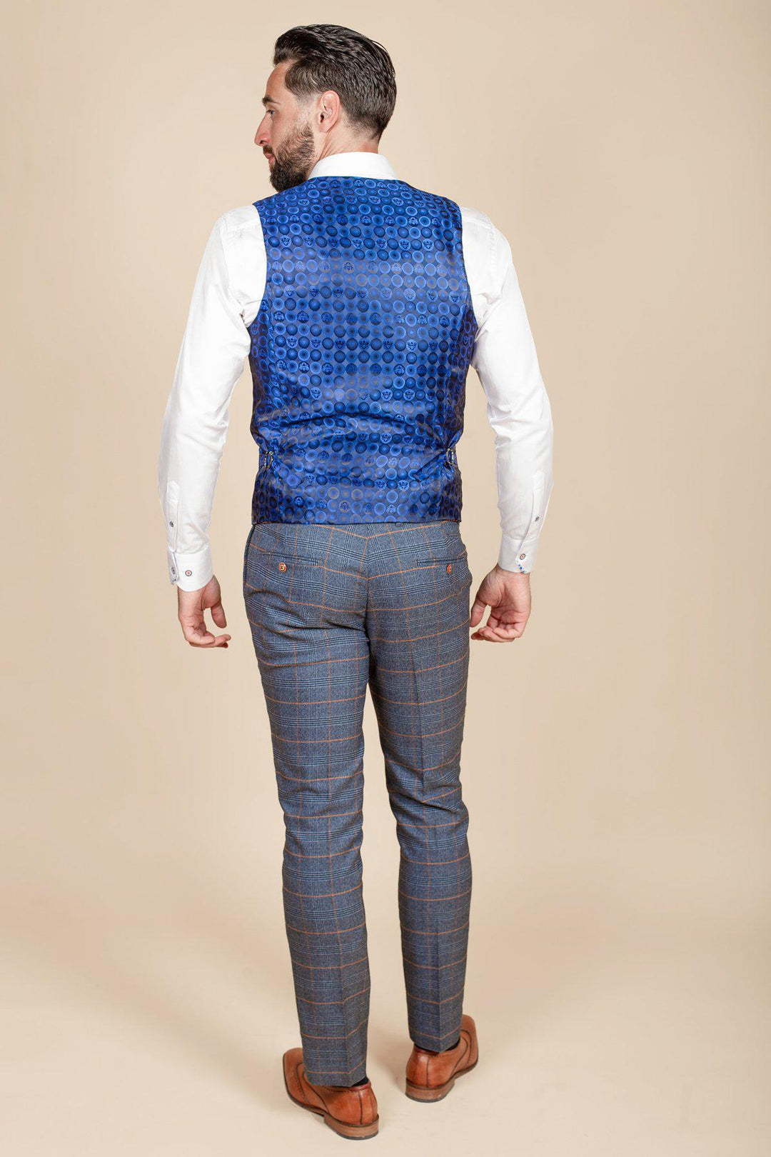 Jenson Sky Blue Check Suit with Double Breasted Waistcoat