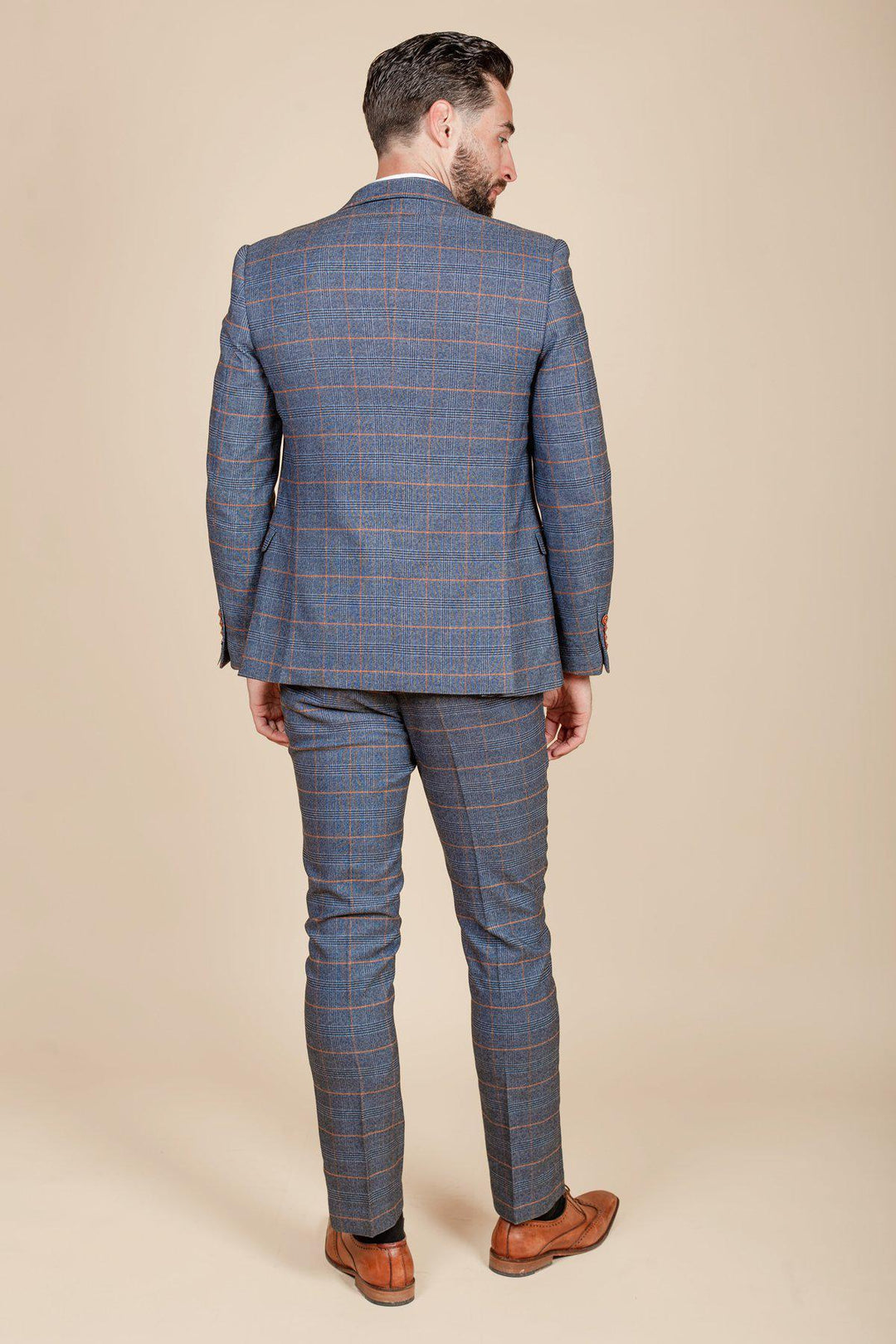 Jenson Sky Blue Check Suit with Double Breasted Waistcoat