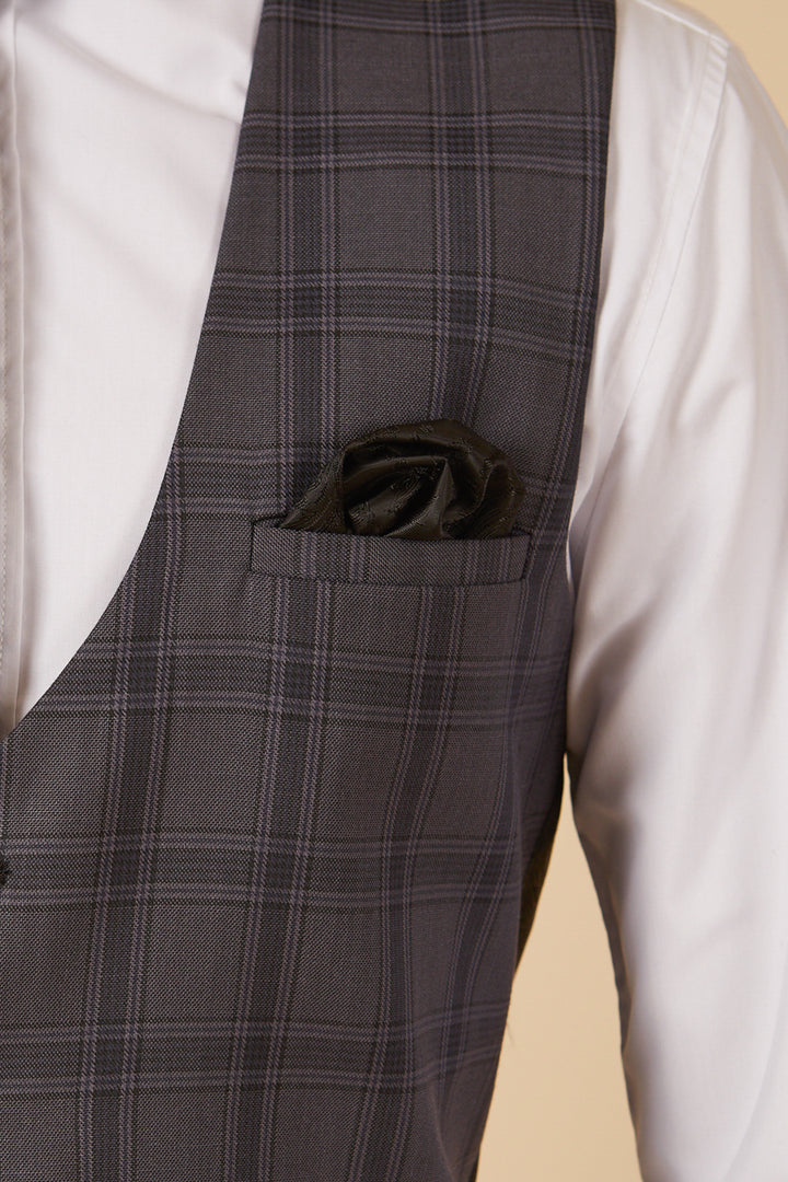Jose Grey Check Three Piece Suit