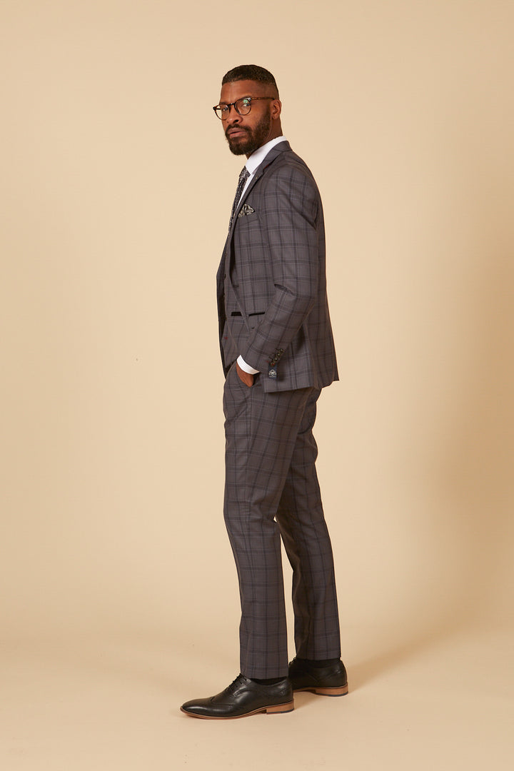 Jose Grey Check Three Piece Suit