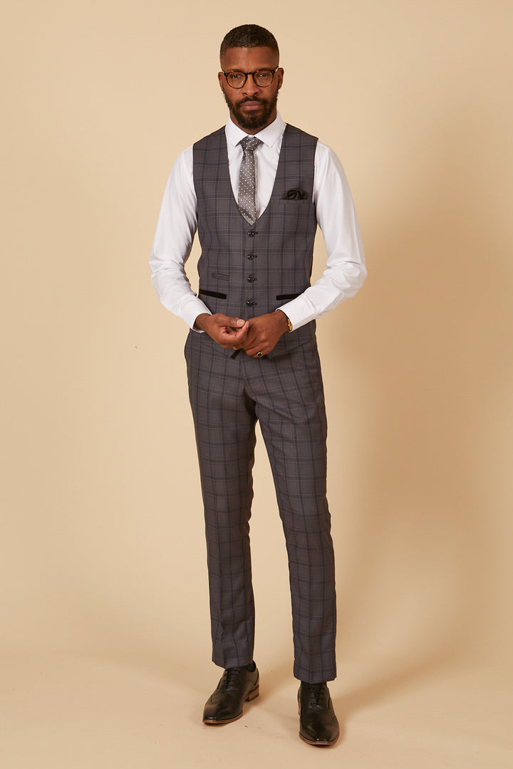 Jose Grey Check Three Piece Suit