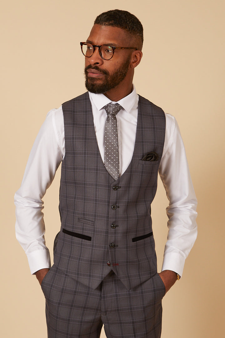 Jose Grey Check Three Piece Suit