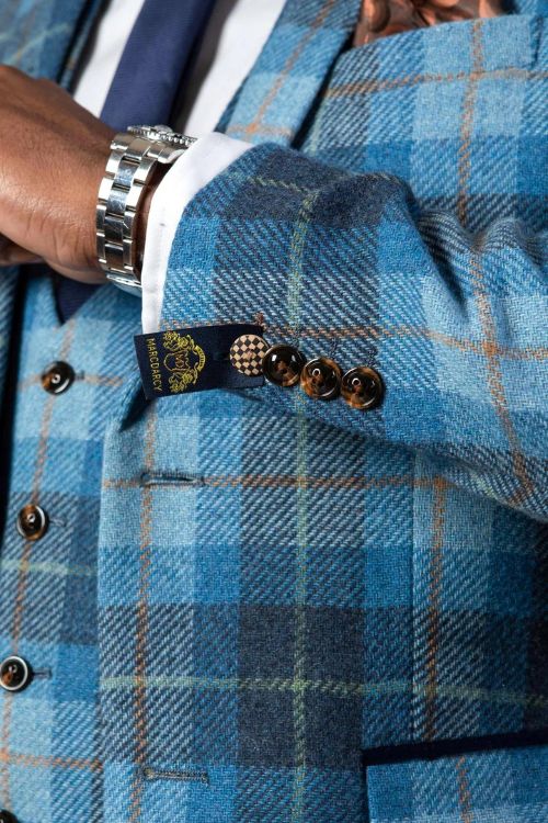Morris Blue Tweed Check Three Piece Suit
