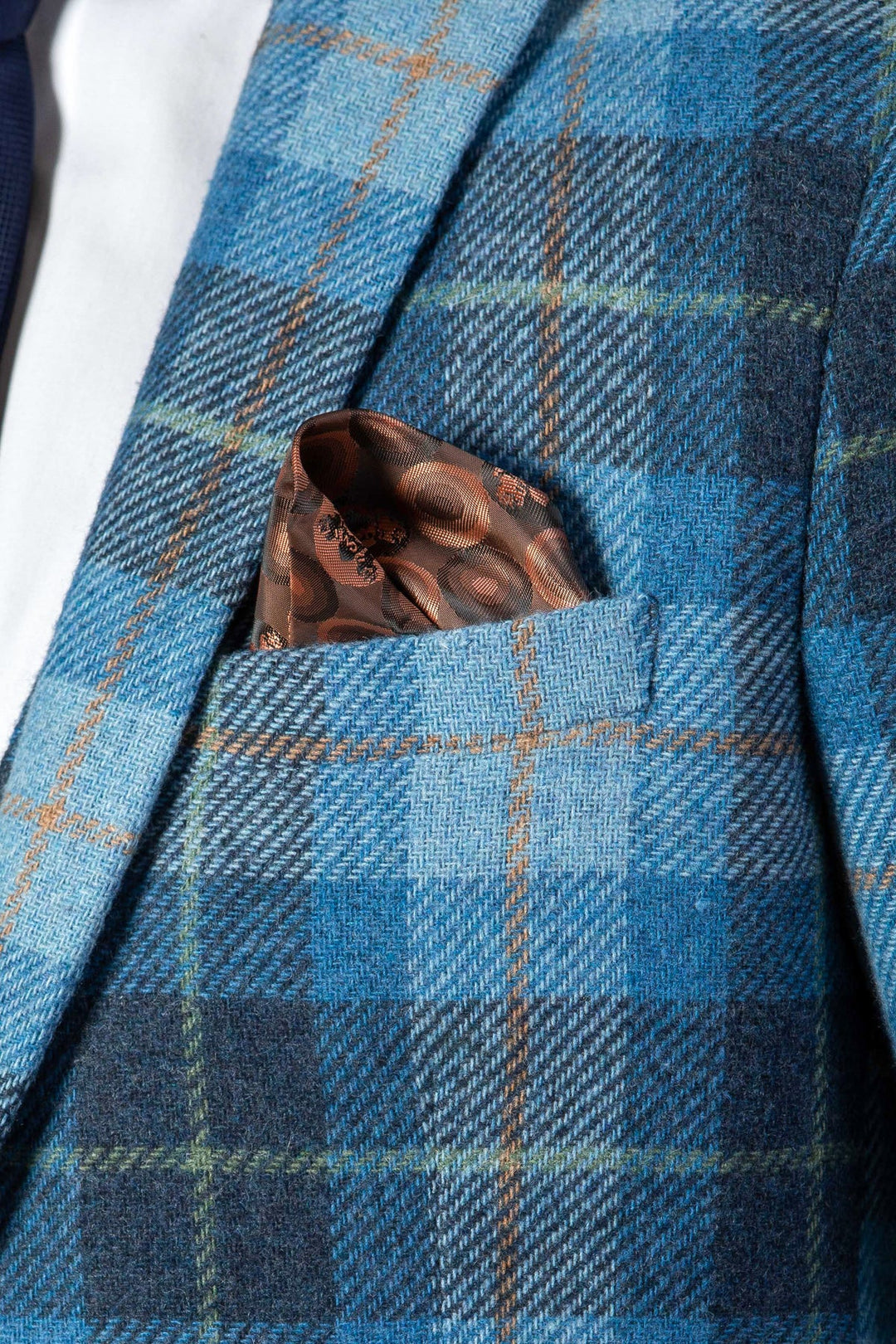 Morris Blue Tweed Check Three Piece Suit