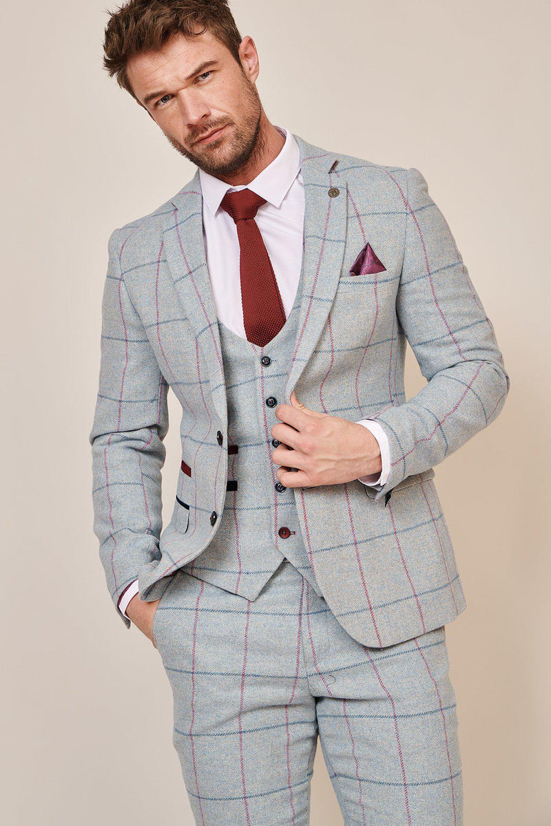 Nicolas Sky Check Tweed Three Piece Suit