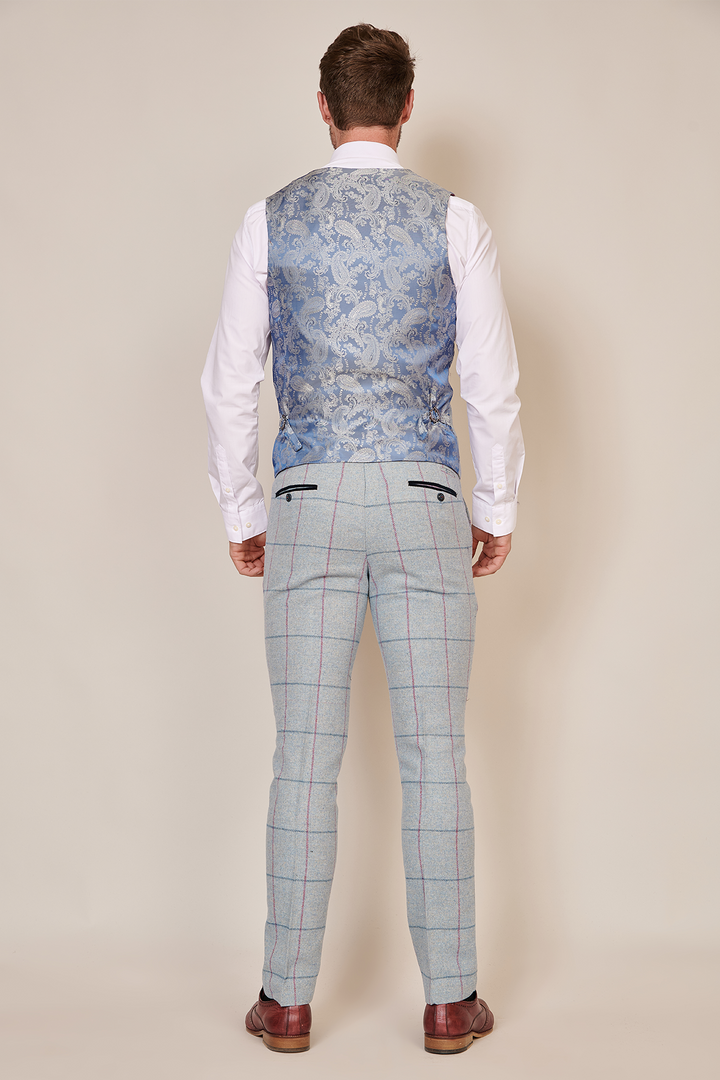 Nicolas Sky Check Tweed Three Piece Suit