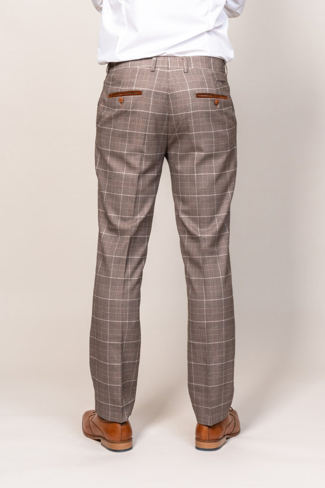 Ray Tan Check Three Piece Suit
