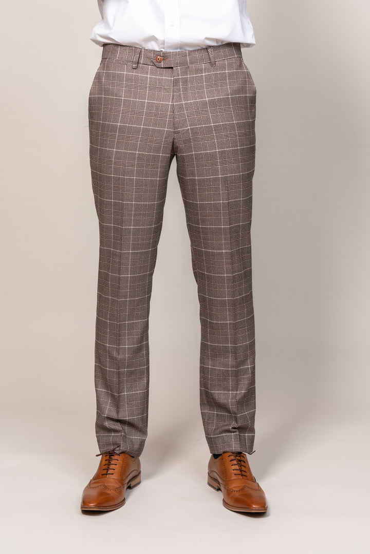 Ray Tan Check Three Piece Suit