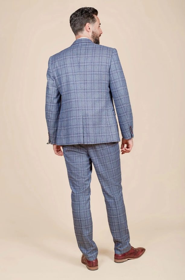 Abbot Blue Tweed Check Three Piece Suit