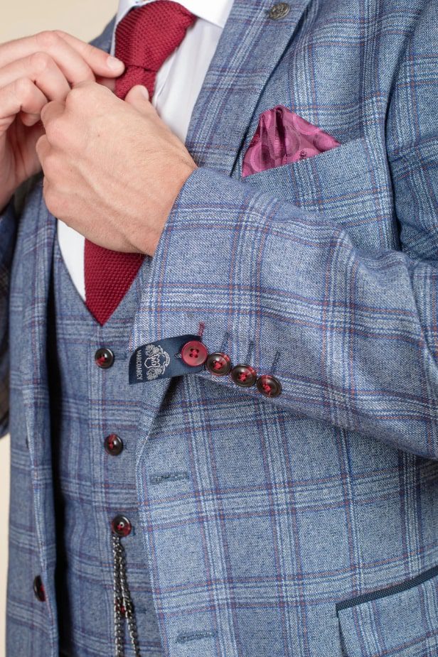 Abbot Blue Tweed Check Three Piece Suit