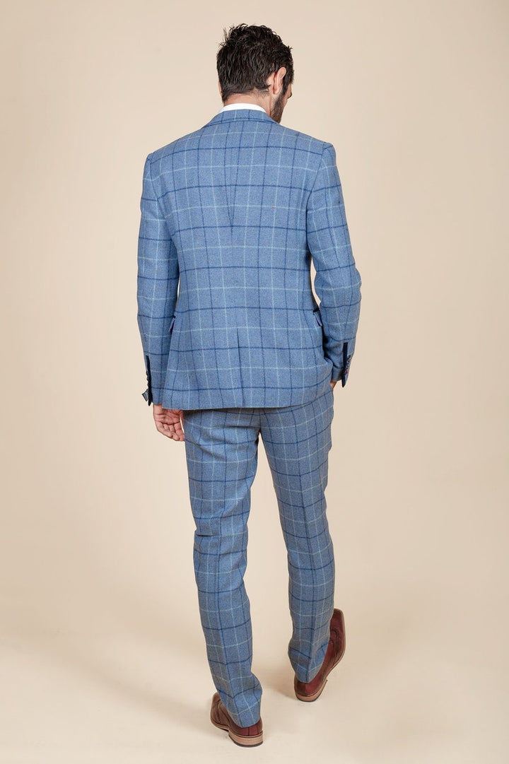 Clinton Blue Tweed Check Three Piece