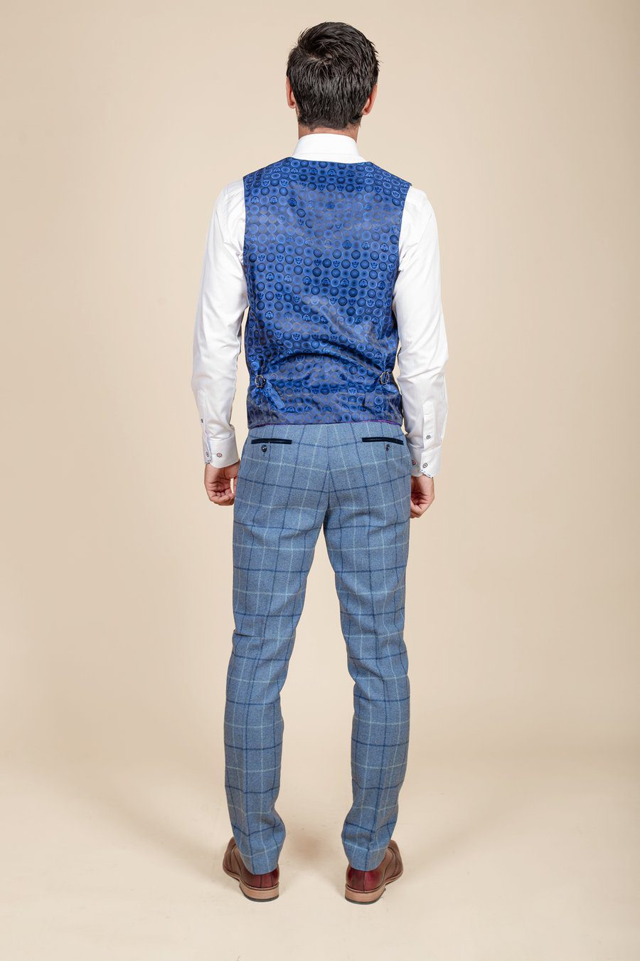 Clinton Blue Tweed Check Three Piece