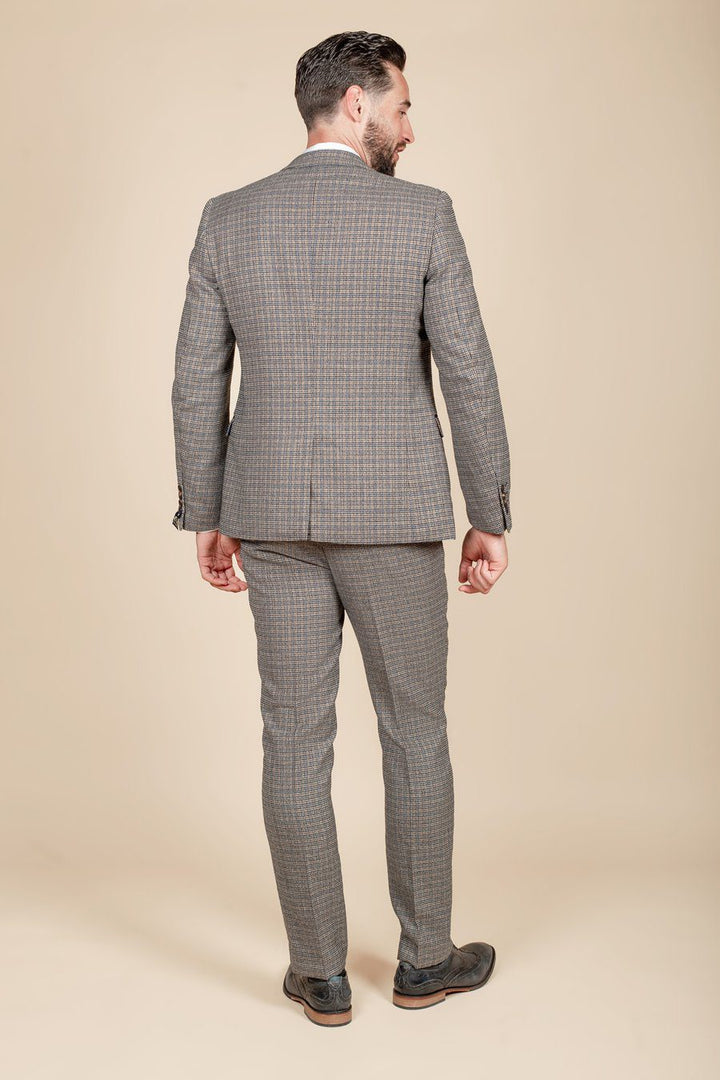 Hardwick Navy Tan Check Three Piece Suit