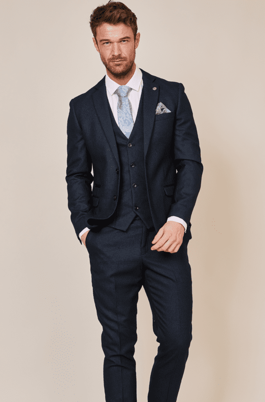 Callum Navy Print Three Piece Suit