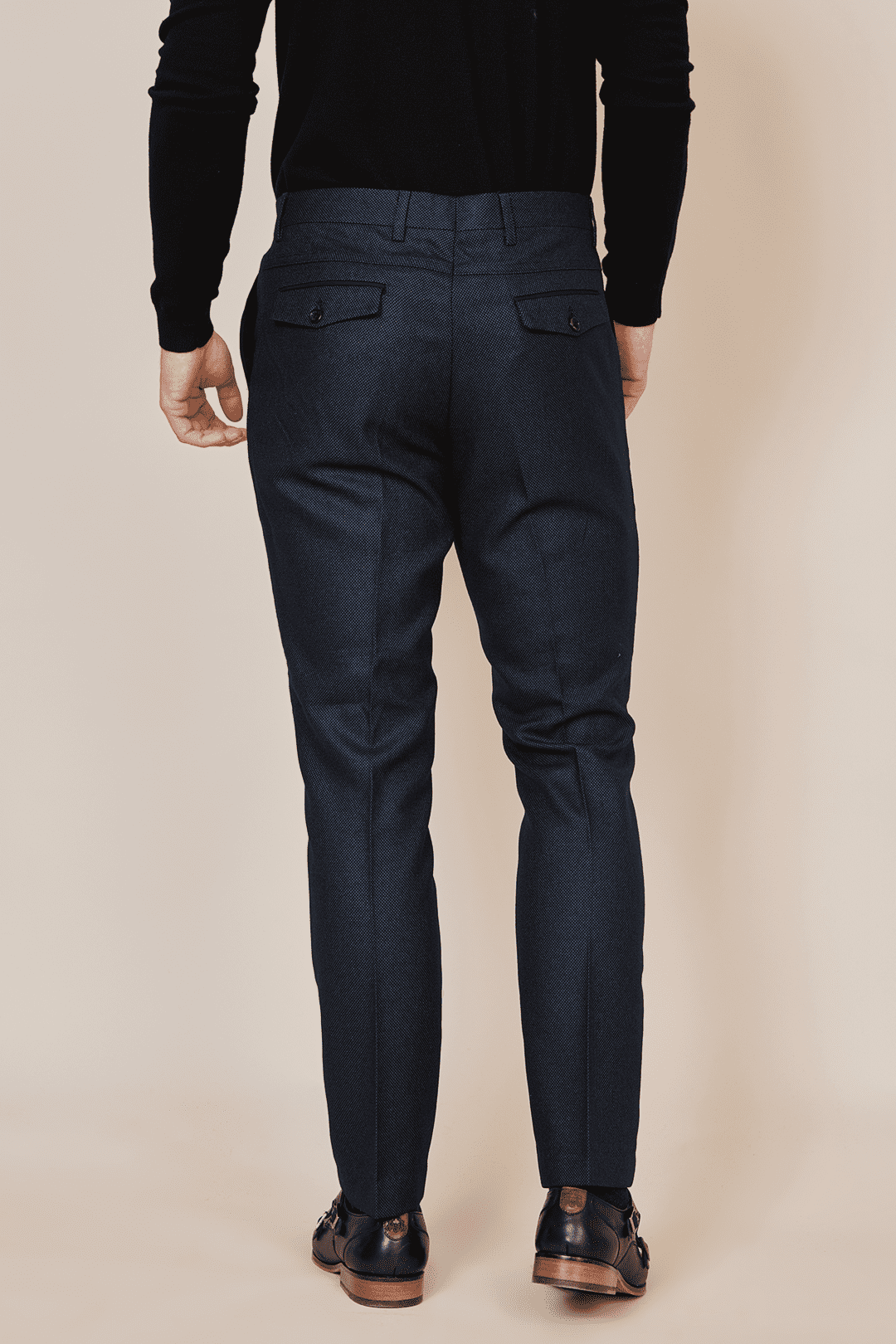 Callum Navy Print Three Piece Suit