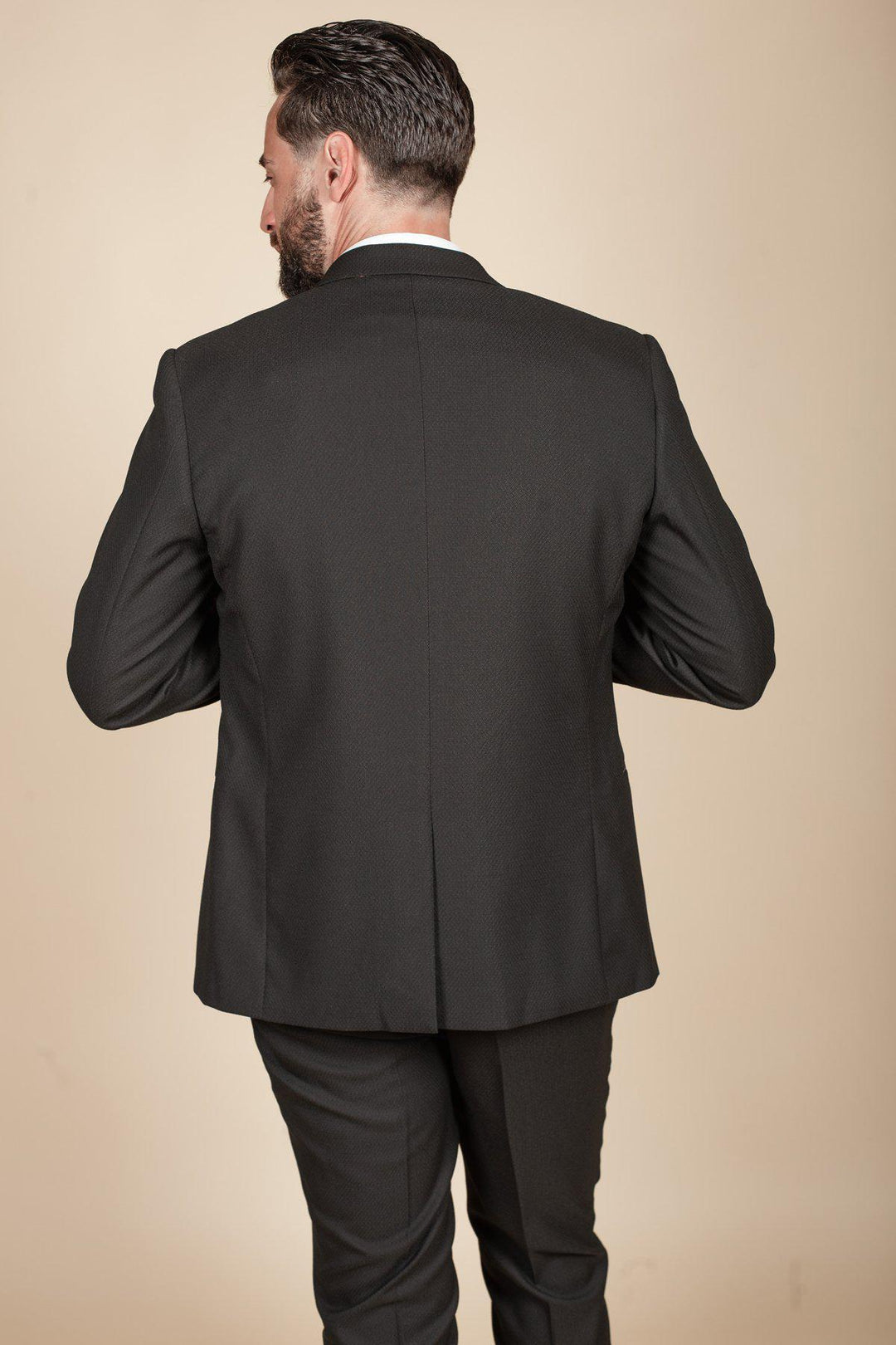 Dalton Black Tux Lapel Diamond Three Piece Suit