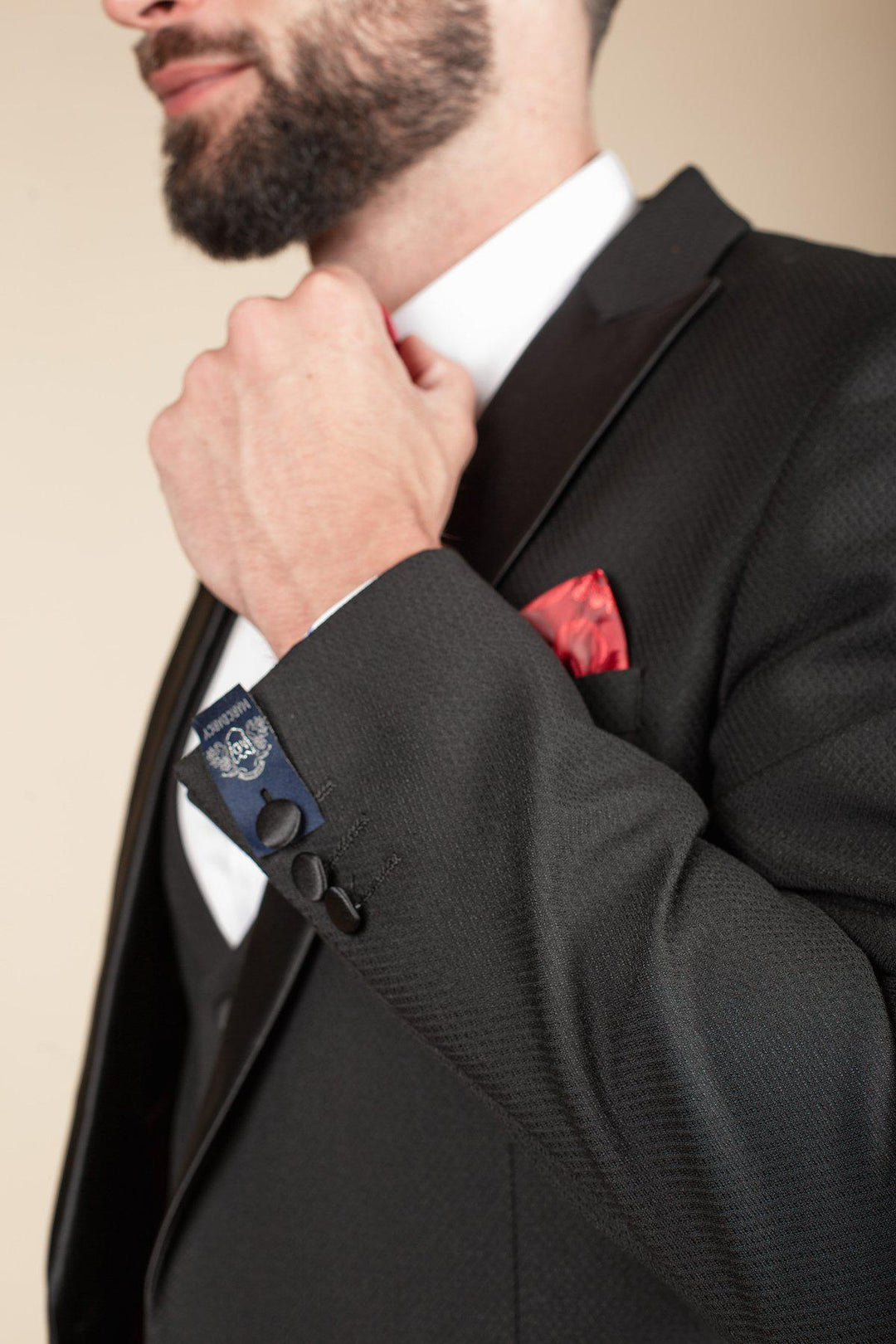 Dalton Black Tux Lapel Diamond Three Piece Suit
