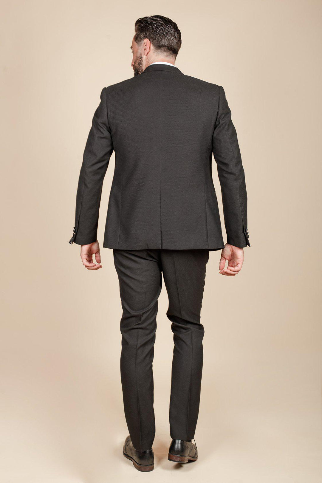 Dalton Black Tux Lapel Diamond Three Piece Suit