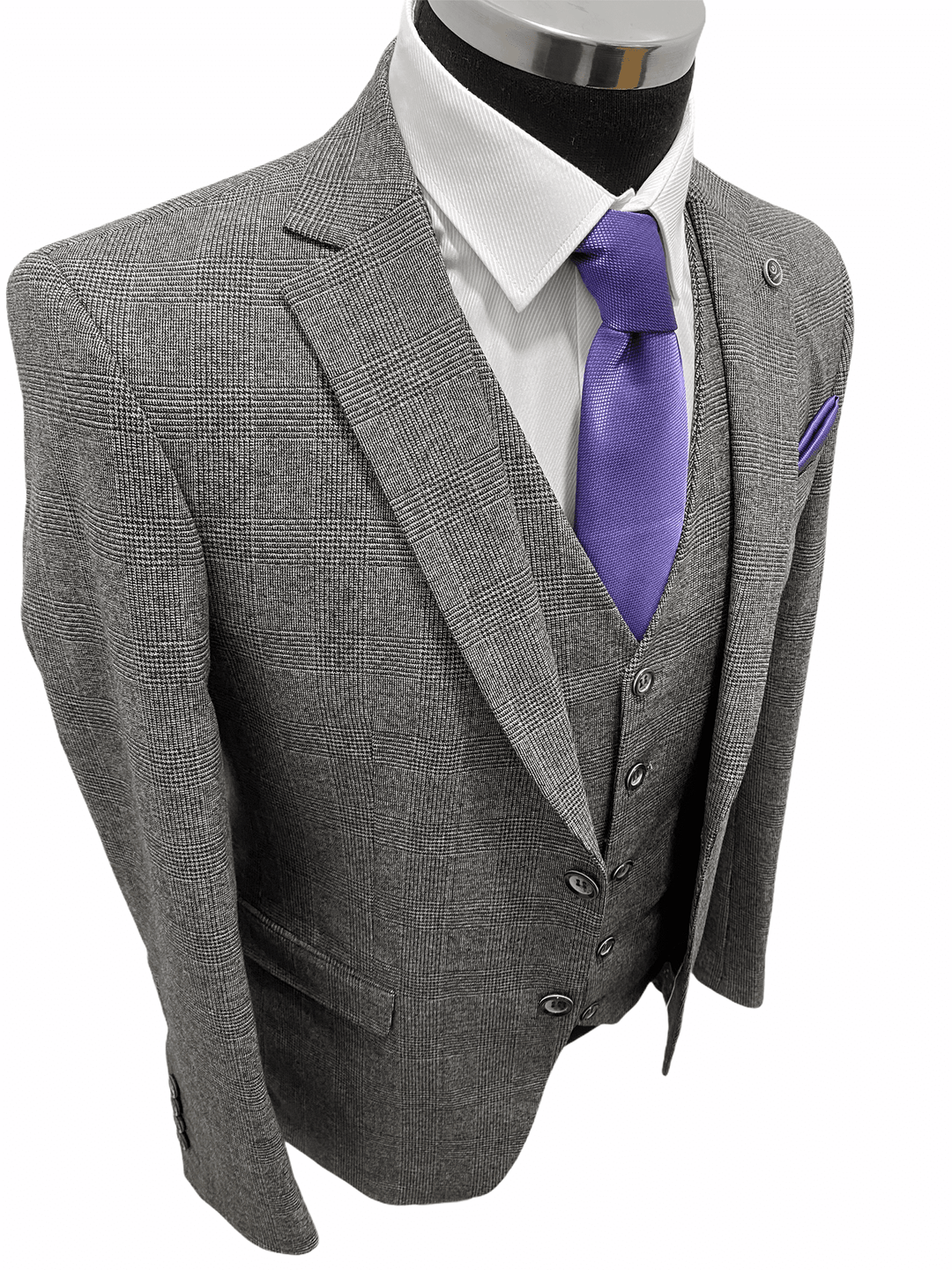 Grey Check Three Piece Suit
